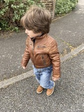 Genuine Quality Brand Palemino Vintage Brown Boy Leather Coat Jacket 104 /4Y VGC