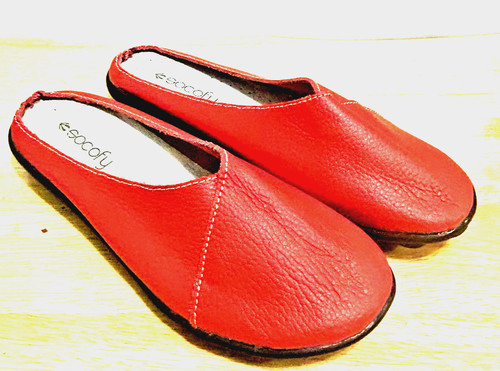 Socofy red leather slip - red,