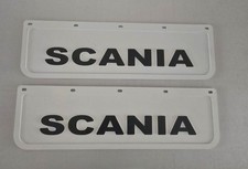 SCANIA X 2 Lorry HGV Truck Mudflaps 18 x 60cm Smooth Black  Mud Flaps White Text