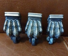 3 x Vintage Brass Claw Foot