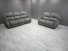 DFS 3+2 SEATER SOFA SET ELECTRIC RECINER PULL DOWN TABLE GREY