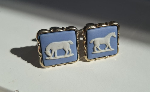 Wedgwood cufflinks blue - wedgwood, white