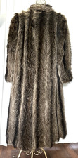 Vintage MAX ZELLER Maxi long Raccoon Real Fur Coat Size L (Estimated) excellent