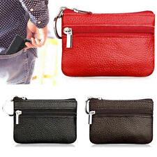 1/2X Key Ring Leather Mini Purse Coin Small Change Bag Card Wallet Pouch Zip Up