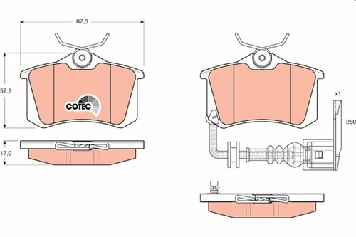Trw brake pads gdb1475 audi - pads,