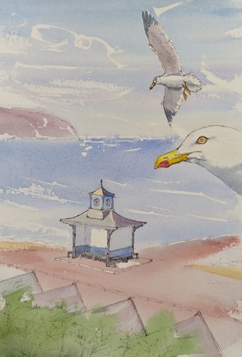Seascape original watercolour - seascape,