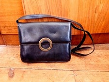 Vintage 1960s 1970s Suzy Smith Small Black Leather Shoulder Bag Handbag  VGC