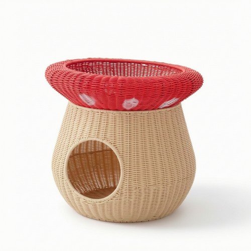 Toadstool pet bed handwoven - toadstool,