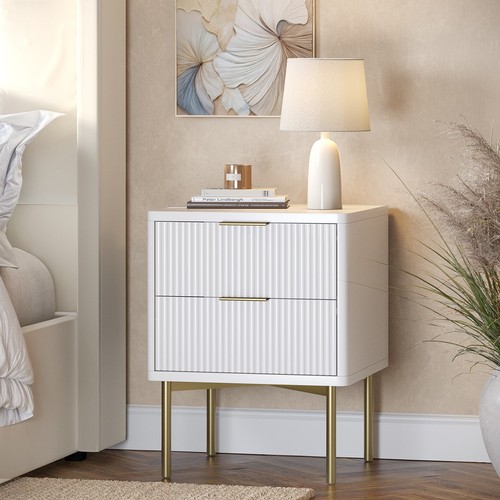 Modern ribbed white high gloss - white,