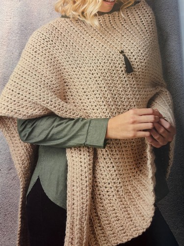 Classic ribbed slouchy poncho - ribbed,