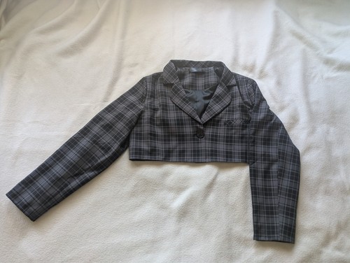 Foxblood cropped plaid blazer - foxblood,