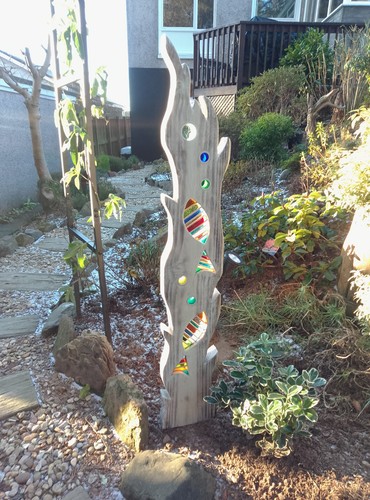 Stained glass garden fish - stained,