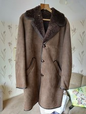 VINTAGE SHEEPSKIN COAT Brown Retro Made in England Avalon Basket+Sheepskin Shop 