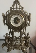 Vintage Style Old Lowental Heavy Duty Cast Brass Tab Le Mantle Clock