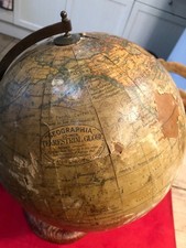 Antique Geographic 10 Inch Terrestrial Globe Atlas Railways Steamer Sea Routes 