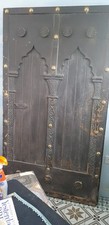 Large Wooden  Antique Omani Door with brass and arched inserts. 