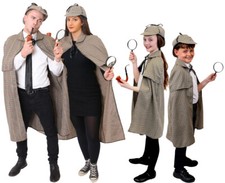 ADULT OR CHILD COSTUME CAPE HAT VICTORIAN DETECTIVE BOOK DAY FANCY DRESS