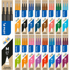 Pilot FriXion Ball / Clicker 0.7 Erasable Rollerball Pen Refills - In 16 Colours
