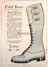 LOTUS 'Model 361' Field Boots WW1 Advert #2 : Original Antique 1916 Print