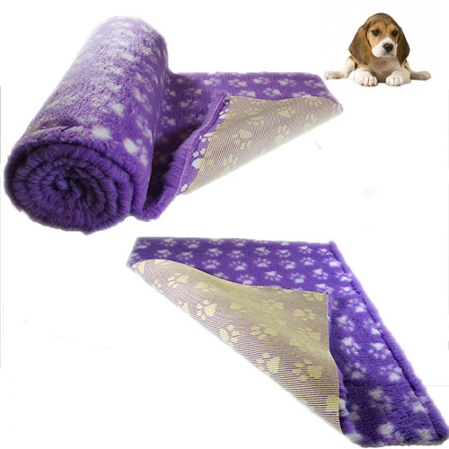 Purple white paws vet bedding - white,