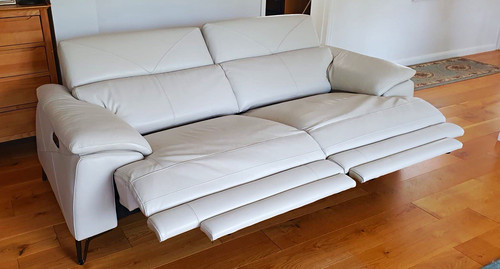 Cream leather seater sofa - 3,