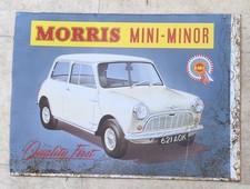 VINTAGE MORRIS MINI-MINOR TIN ADVERTISING SIGN TRANSPORTATION AUTOMOBILIA