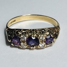 9ct gold amethyst - gold, ring