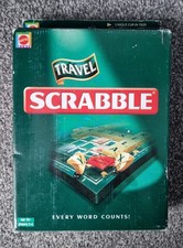 Vintage Travel Scrabble Hardcase Clip on Tiles Mattel 2001 - 1 tile rack missing