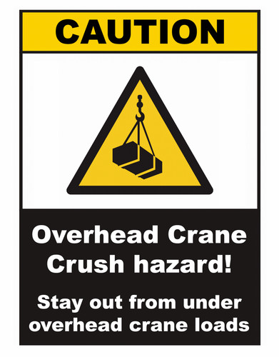 Caution overhead crane crush - caution,