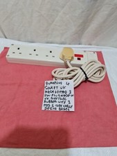 DURAPLUG  4 SOCKET  EXTENSION LEAD UK MADE  APPROX  3 MTS  +RUBBER  3 PIN PLUG