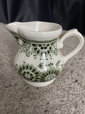 Broadhurst Jade Ironstone Jug Green Floral Design Made In Staffordshire Vintage