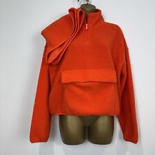 Asos Twosie Orange Borg Loungewear Funnel Neck Top Shorts Set Size 10