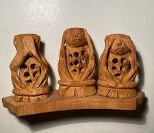 Three Wise Monkeys Handcrafted Wooden Small Figurine 