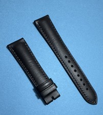 18mm Hirsch Kent Black Leather Watch Strap