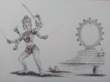 Sinbad ,  Kali  signed drawing PRINT Ray harryhausen inspired 