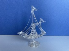 Vintage Spun Lampwork Glass Sailing Clipper Ship Boat Ornament  Height 13 Cm