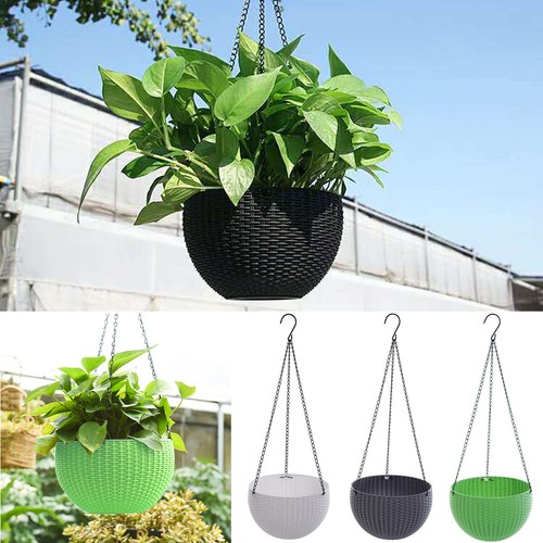 Rattan plaited hanging baskets - plaited,