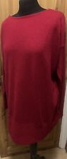 Bon Marche Size 16 Soft Cherry Red Jumper Knit Zip Detail Long Womens Ladies