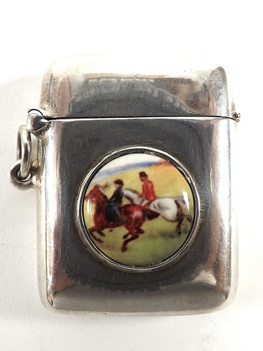 Silver vesta with porcelain - silver,