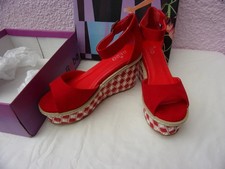BEBO Red Wedge Heel Sandals