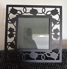 Black Metal Photo Frame  for  3” X 3” Picture Square Floral Tulip Scroll Design 