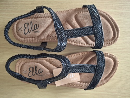 Ella black beaded - black, strappy