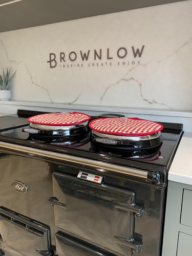 Red gingham checked lid covers - checked,