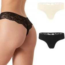 Bamboo Thong with Lace Back Ladies Knickers Comfortable Opaque Girls Underwear