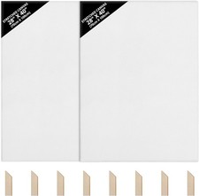 Blank Artist Canvas Set 2x 70x100cm Large Plain Painting Boards Stretched/Framed