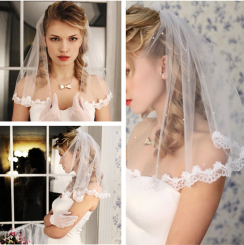 Ivory white wedding veils - ivory,