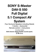 Sony S-Master DAV-S550 Digital Amplifier with 6 Speakers