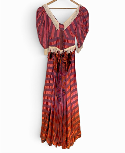 Pink plum striped satin - pink,