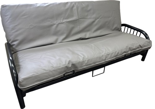 Queen gray leather - leather, futon