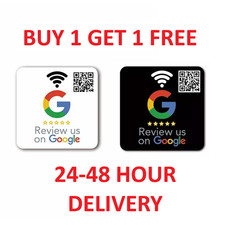 Review us on Google NFC Tag Black or White Sticker Plaque Tap to Review Business